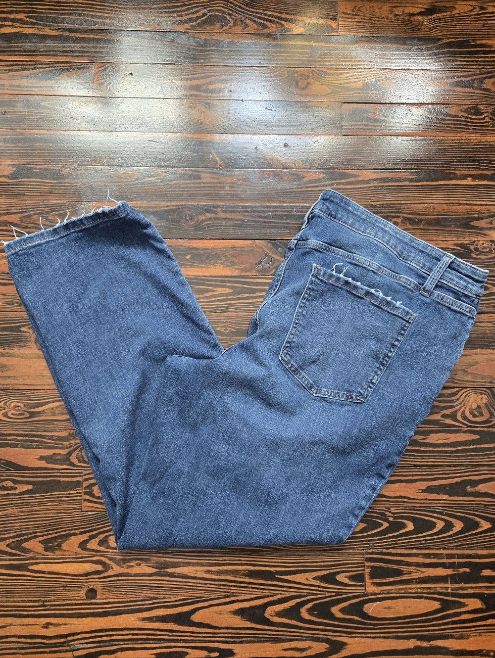 Maurices M Jeans Slim Straight Distressed Mid Rise Raw Hem Denim Jeans Size 22W